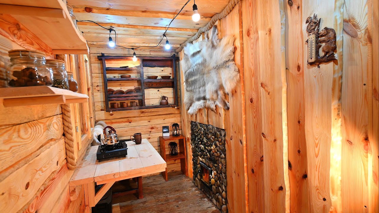 Finishing the Interior in the Off Grid Log Cabin Sauna, Installation of a Stone Stove img